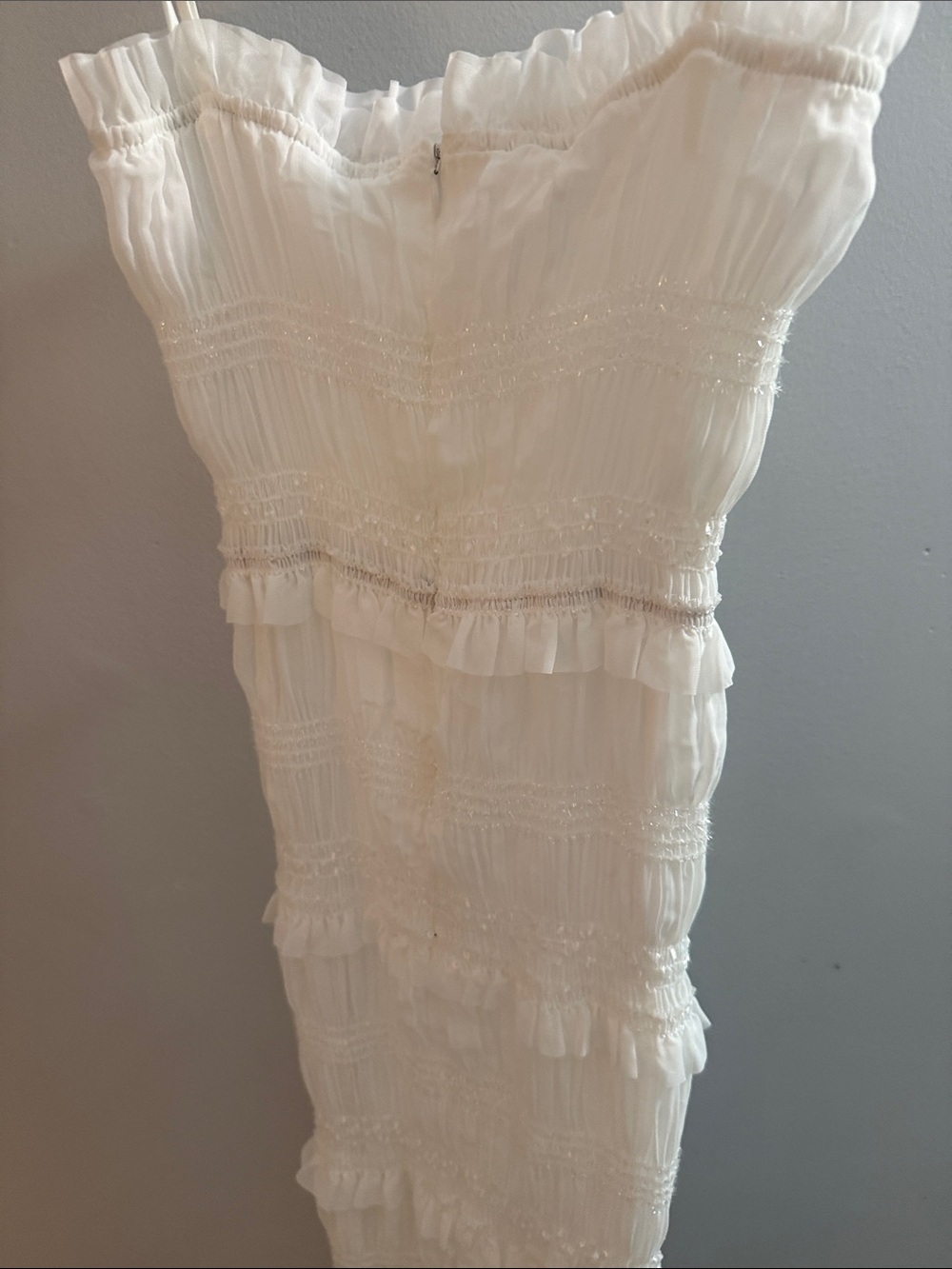 Commense White Smocked Ruffle-Tier Maxi Dress with Spaghetti Straps - Picture 8 of 8